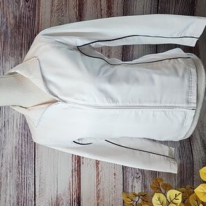 N.Y.L. NEW YORK LAUNDRY WHITE LONG SLEEVE ZIP-UP WINDBREAKER JACKET